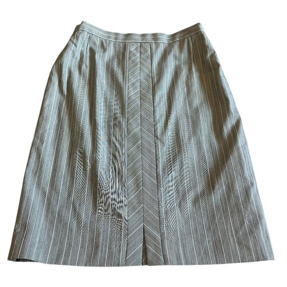 Escada Grey Pinstripe Pencil Skirt New Wool Luxury Office Size 42 Large Women's - Picture 1 of 10
